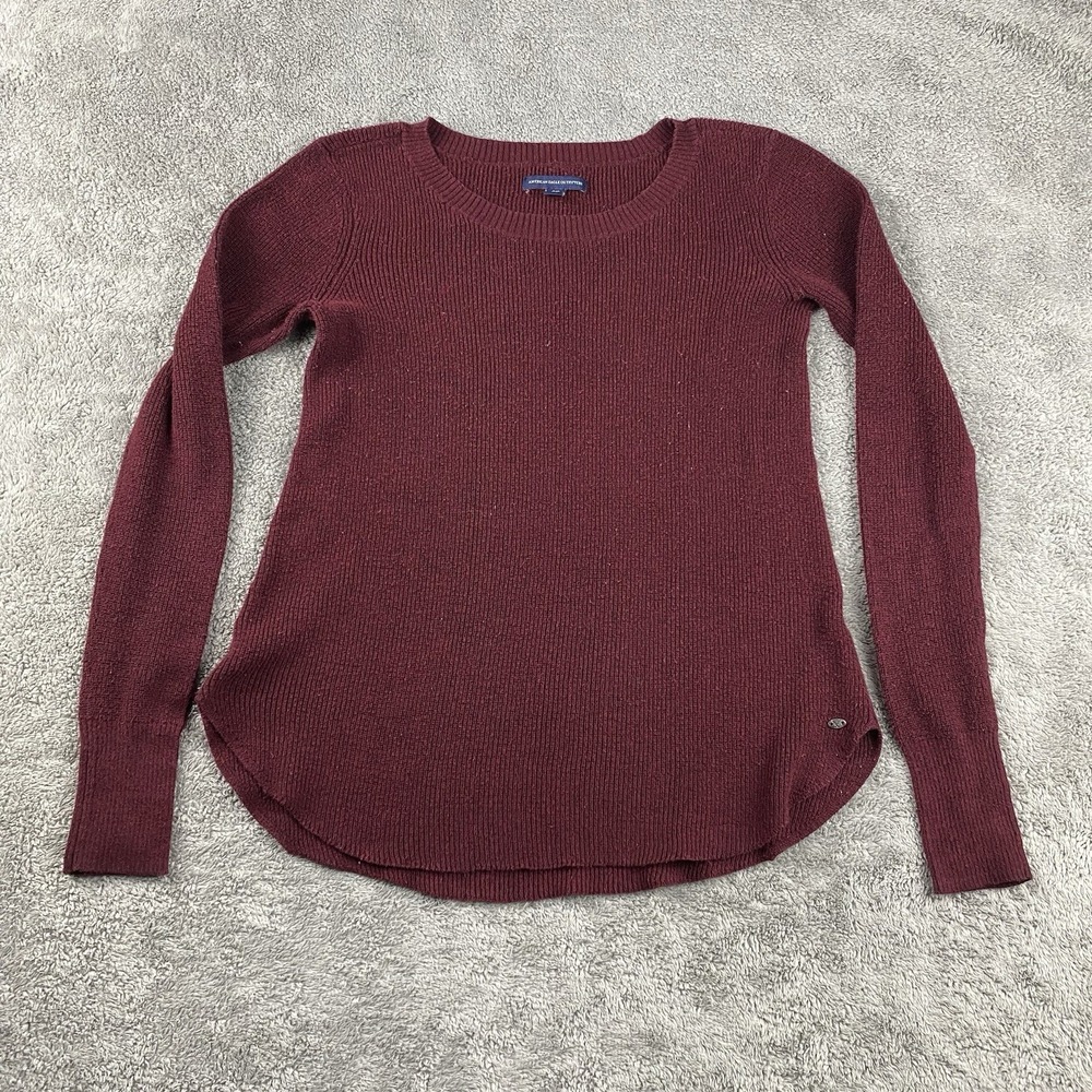 American Eagle Crew‎ Neck Pullover Sweater Womens Small Red Long Sleeve